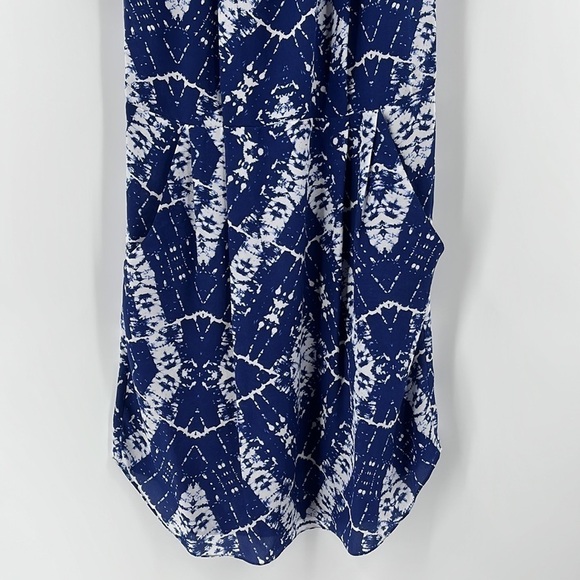 REBECCA Taylor Blue White 100% Silk Batik Print Mini Dress Ties at Shoulders 2 - Picture 6 of 11